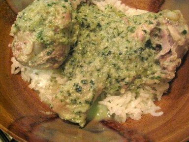 Chicken with Green Almond Sauce